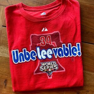 Majestic Phillies 2009 World Series T-Shirt Men XL UNWORN Unbeleeevable Baseball